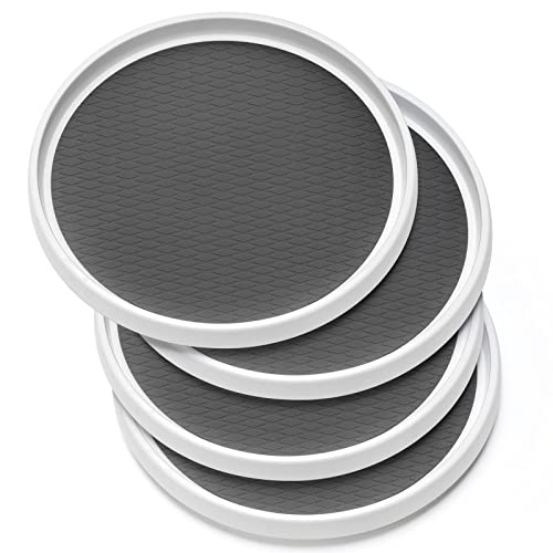 12-Inch Non-Skid Turntable Lazy Susan Organizer [4 Pack] - Spinning Rack for Cabinet Table Top, Pantry Organization Storage, Kitchen, Fridge, Vanity, Countertop, Under Sink Organizing, Spice Spinner (4 Pack - 12 Inch)