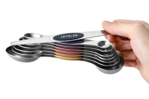 Stainless Steel 8 Magnetic Measuring Spoons (Mountain Sunrise / 1-Pack)