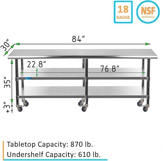 84x30 Heavy Duty Work Table (84" Long x 30" Deep)