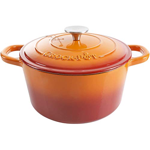 Artisan 5 Quart Round Enameled Cast Iron Dutch Oven (Sunset Orange / 5-Quart)