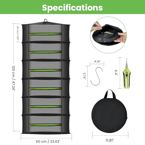 6 Layer Herb Drying Rack with Collapsible Mesh Design