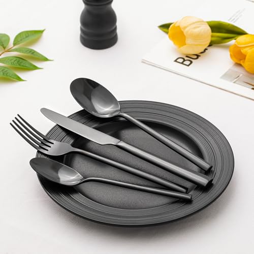 Black Silverware Set for 12 (60-Piece / Black)