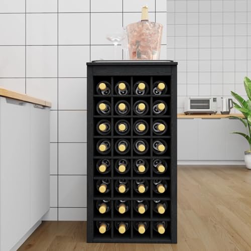 8 Tier Freestanding Wine Rack Wood (32 Bottles / Black)