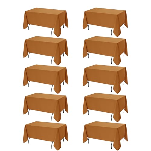 10 Pack Bronze Tablecloths for Rectangle Tables (Bronze / 60x120 In, 10 Pack)
