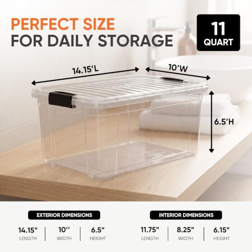11 Quart Clear Plastic Storage Boxes with Lids (11 Quart)