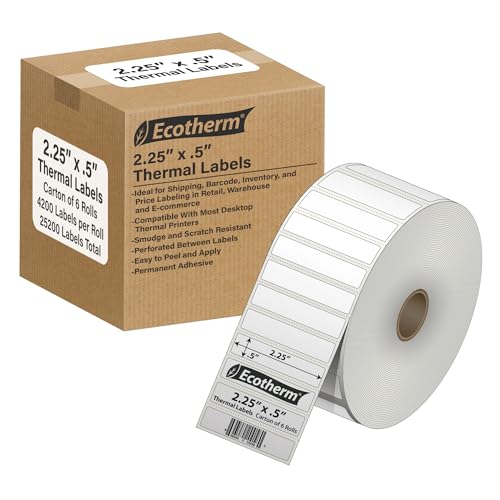 2.25" x .5" Thermal Labels (2.25 x .5 White - 25200 Labels)
