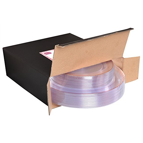 60 Pcs Rose Gold Plastic Plates (60 Pieces / Rose Gold)
