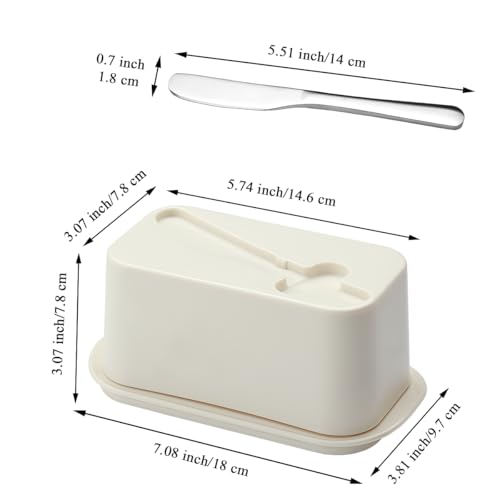 Butter Dish with Lid for Countertop and Refrigerator Door Shelf with Butter Spreader Knife