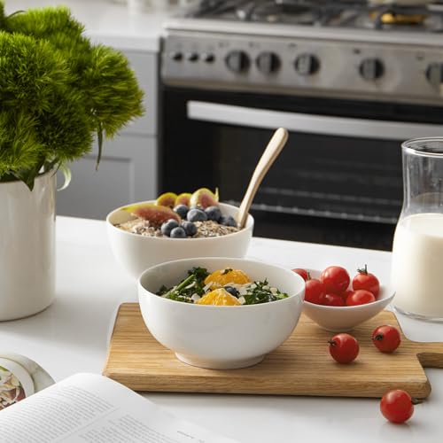 22 OZ White Ceramic Bowls Set of 4 (22 OZ / Soft White)