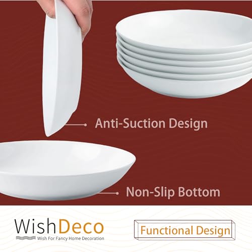 White Pasta Bowls Set of 6 (8 inch / 22 oz)