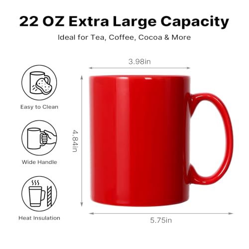 22 oz Large Coffee Mugs (Red)