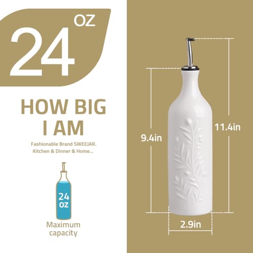 Sweejar Large Olive Oil Dispenser Bottle with Spout (Black / Patterned styles)