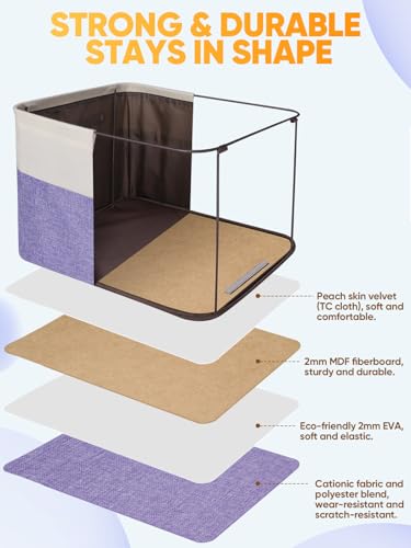4 Pack Fabric Closet Storage Bins for Shelves (Lavender / 4PCS/Medium-14x10x8.5)