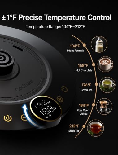FLOW B9 Gooseneck Electric Kettle ±1°F Temperature Control (Matte Black)