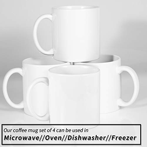 22oz white Super Large Ceramic Coffee Mugs Large Handles Set of 4 (White)