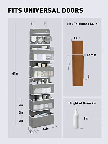 Over the Door Storage Organizer for Nursery Closet 6 Tier Grey (Grey / 6 Tier)