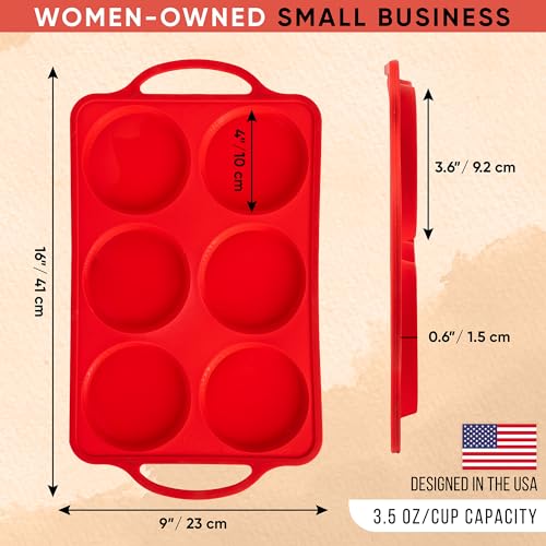 Confetti 4 Inch Jumbo Silicone Muffin Pans for Baking (Red / Jumbo (6 Cups Pan))