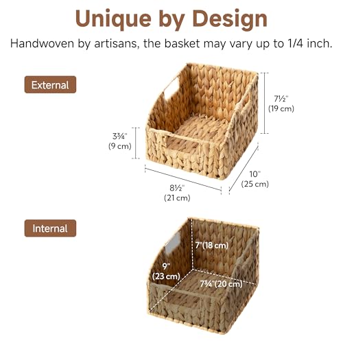 Pantry Baskets for Organizing (Natural(Water Hyacinth) / 2x 8½"L x 10"W x 7½"H)