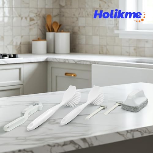Dish Brush Cleaning Brush Set for Cleaning Groove Gap (White)