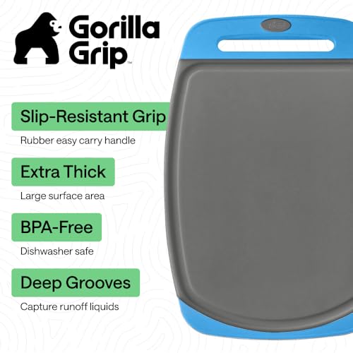 BPA Free Reversible Kitchen Cutting Board (Gray/Aqua / Large (Pack of 3))