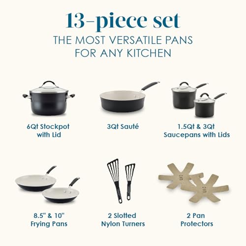 Cucina Ceramic Nonstick Pots and Pans Set (Peppercorn / 13 Piece Ceramic)