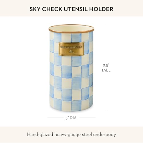 Enamel Utensil Holder (Sky Check)