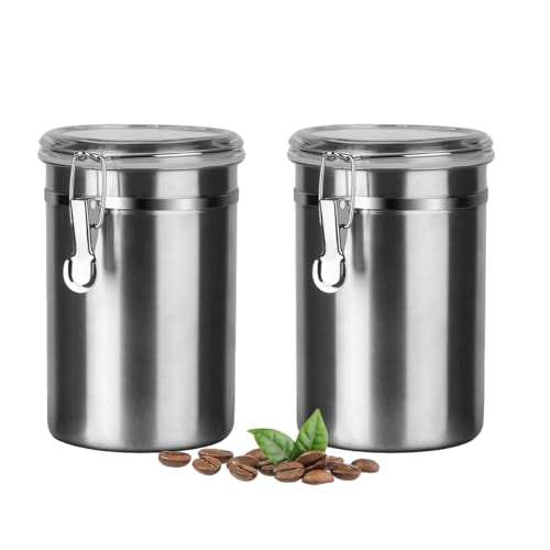 Stainless Steel Food Container with Clear Lids Airtight Container Stackable Small Canisters Kitchen Pantry Storage for Cereal (1.8L Silver-2)