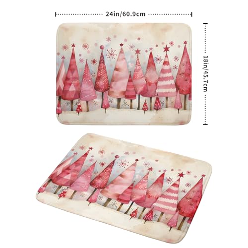 Pink Trees Dish Drying Pad Christmas Snowflake Decorative Drying Mats for Coffee Bar Kitchen Counter 18 X 24 Inch (Vintage Painting 4729 / 24" x 18")
