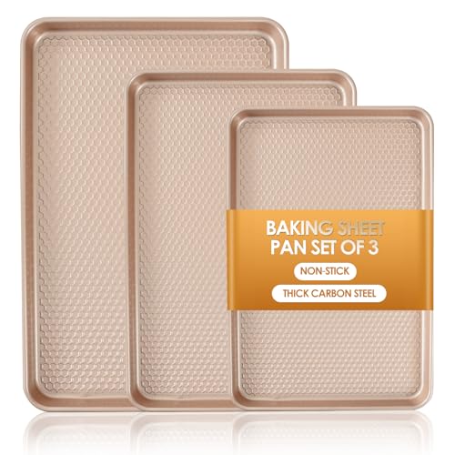 Baking Sheet Pan Set of 3 (Textured Rose Gold)