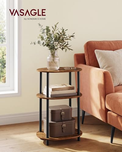 Side Table Small End Table (Rustic Brown + Ink Black)