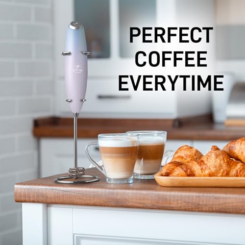 Powerful Milk Frother Wand With Duracell Batteries (Twilight Cloud / Double Whisk + Batteries)