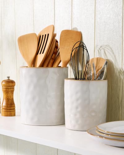 Ceramic Utensil Holder (Cappuccino White)