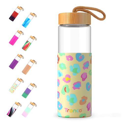 24 oz Glass Water Bottles with Lids (Gravelgray / 24 Ounces)