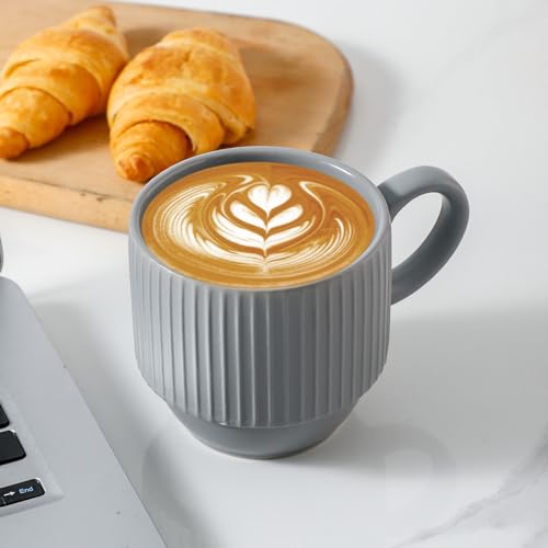 Stackable Coffee Mugs With Stand (Gray / 12 Ounces)