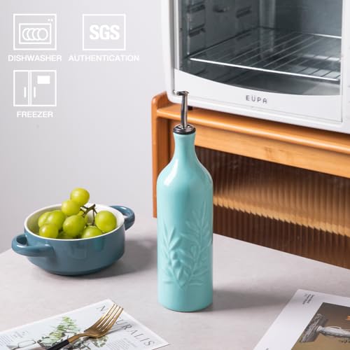 Sweejar Ceramic Olive Oil Dispenser Bottle (Turquoise / 24 oz, Set of 1)