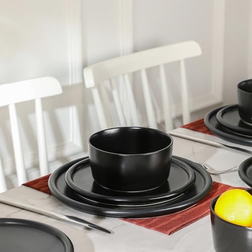 Eden 12 Piece Dinnerware Set Stoneware (Black / 12-Piece - Service for 4)
