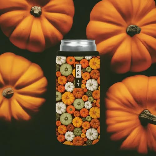 CanSok Sleeve for Beer & Soda Insulated Neoprene Cover (Pumpkin Spice / 12oz Can Sleeve)