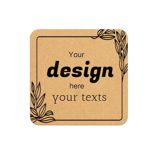 Custom Stickers Personalized Square Kraft Paper Sticker Customizable Floral Wreath Labels (style 6)