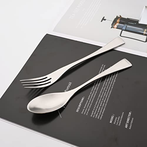 Luxury 304 Stainless Steel Matte Silver Cutlery Flatware Set (4 / Silver)