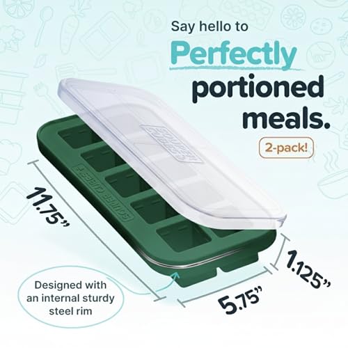 2 Tbsp Silicone Freezer Molds with Lids (2-Pack / Kale)