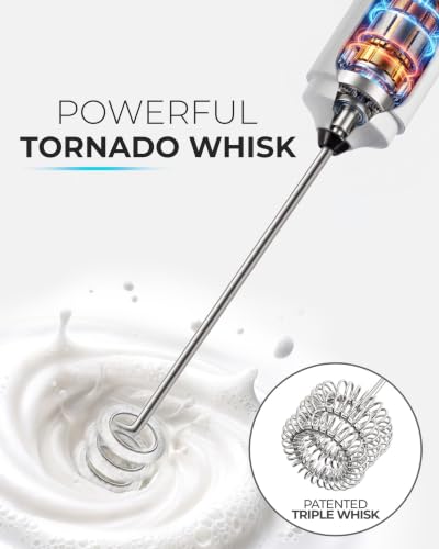 Rechargeable Milk Frother Handheld (Winter White / Rechargeable Z1 Motor Max)