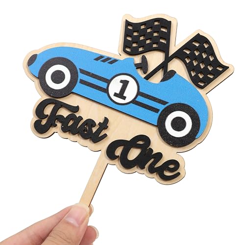Wooden Fast One Cake Topper (Fastone-blue)