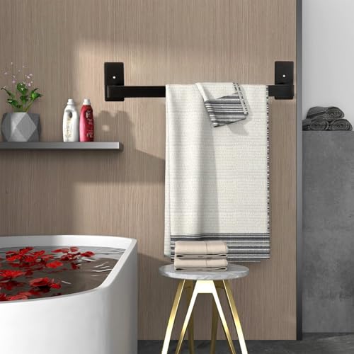 Bathroom Towel Bar Self Adhesive (Black / 24 IN)