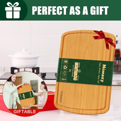 Extra Large Bamboo Cutting Boards for Kitchen (Single-Tone / 18"L x 12.5"W)