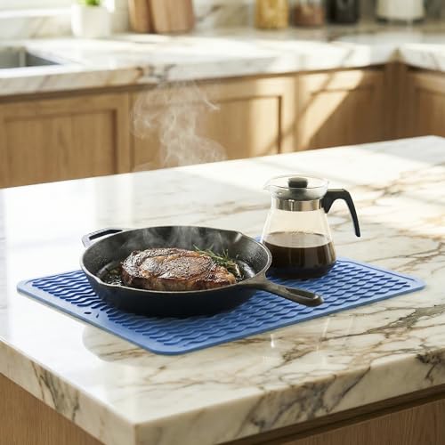 Silicone Dish Drying Mat (Lichen Blue / 16"L x 12"W)