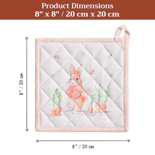 Pot Holders 100% Cotton Potholders (013 - Bunny Party / 8" x 8" (Pot Holder Pack of 1))