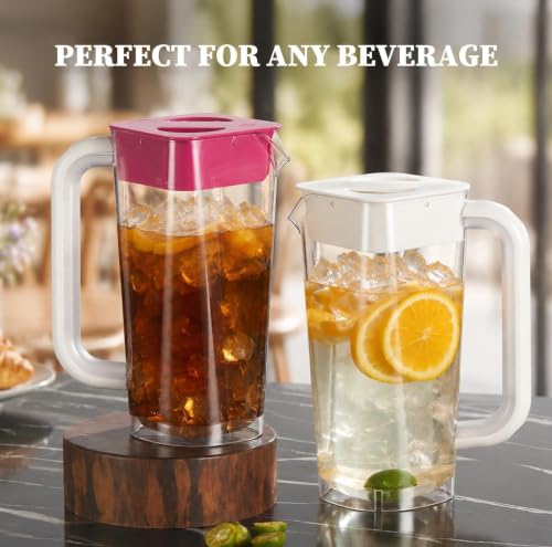 Plastic Pitcher with Lid (White/Red)