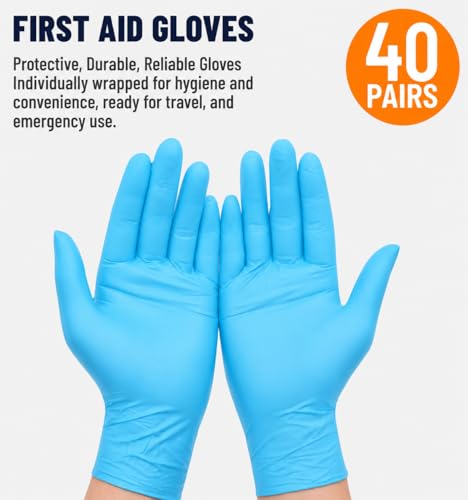 Individually Wrapped Black Disposable Nitrile Gloves (Blue of 800 / Large)