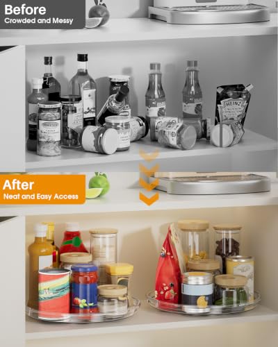 2 Pack 12 Inch Lazy Susan Organizer Turntable for Cabinet (Clear / 12 Inch)