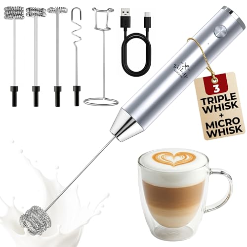 Rechargeable Milk Frother Handheld (Alpha Silver / Rechargeable Z1 Motor Max)